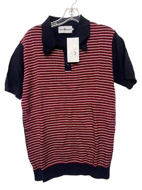 New Madcap England Harlem Big Collar Rib Stripe Mod Knit Polo Shirt